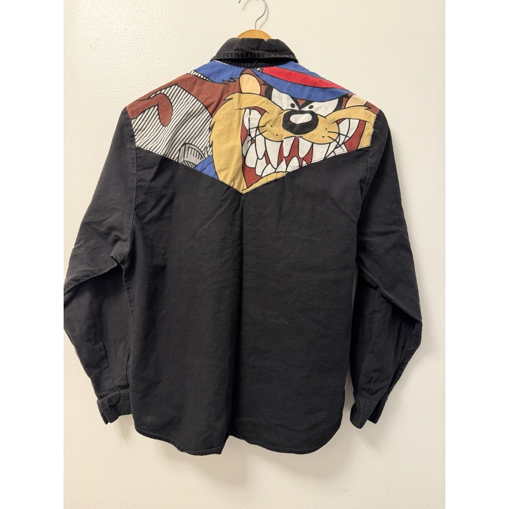 Vintage LOONEY TUNES KARMAN Western Button Shirt Taz Adult Medium USA Made RARE